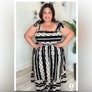 Plus Boho Stripes Midi Dress